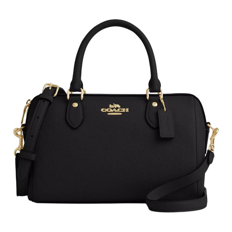 

COACH Rowan 26 Logo Adjustable Strap Pebbled Leather Shoulder Crossbody Tote Medium Women s Black чорний
