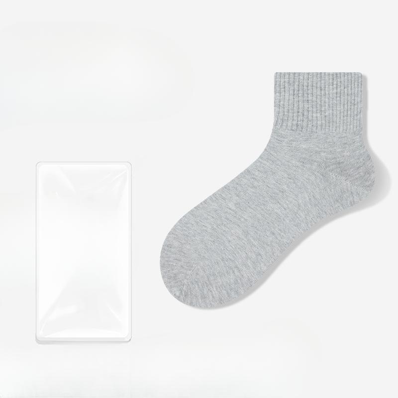 Women Spring and Autumn Pure Cotton Pure Color Moisture Absorption Breathable Deodorant Boneless Tube Socks
