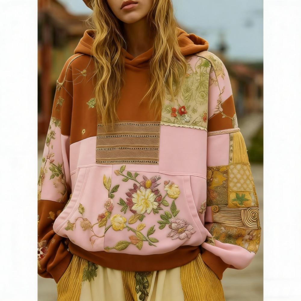 Frühling Herbst Bohème Stil Floral 3D Druck Hoodie Damen Lässig Europäisch Amerikanisch Hoodie Streetwear Sweatshirt Damen Kleidung Oberteil