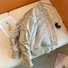 Winter 2024 Women's Retro Quilted Champagne Baseball Jacket