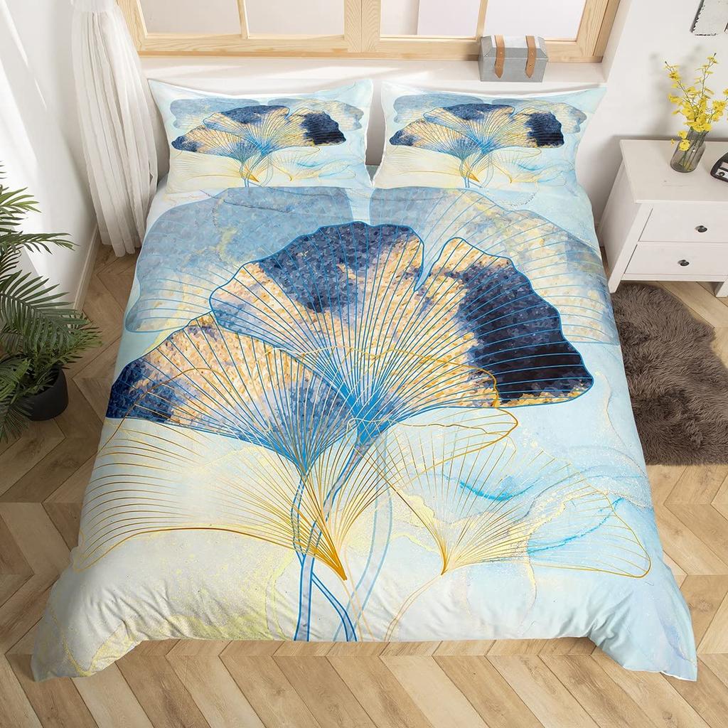 Povlak na přikrývku Ginkgo List Queen Přírodní Botanická Ložní souprava Rostliny Rustikální Farmářský Povlak na přikrývku Abstraktní Listy Povlak na peřinu