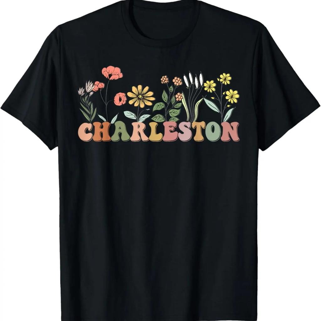 Charleston SC Bachelorette, Vintage 70s Retro Wildflowers T-Shirt
