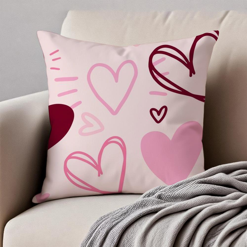Lovely Heart Of Love My Beloved Cushion Cover Pillowcase Anti-Dustmite Invisible Zipper Short Plush Sofa Cushion