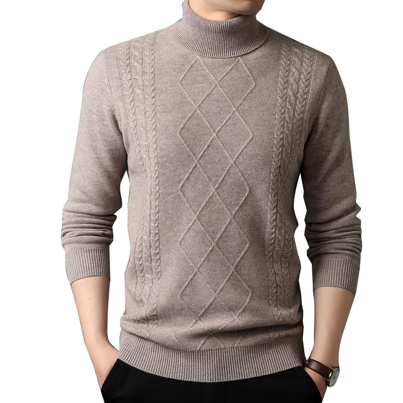 

ROMON Men s 100% Pure Wool Thick Knit Pullover Turtleneck Sweater XL