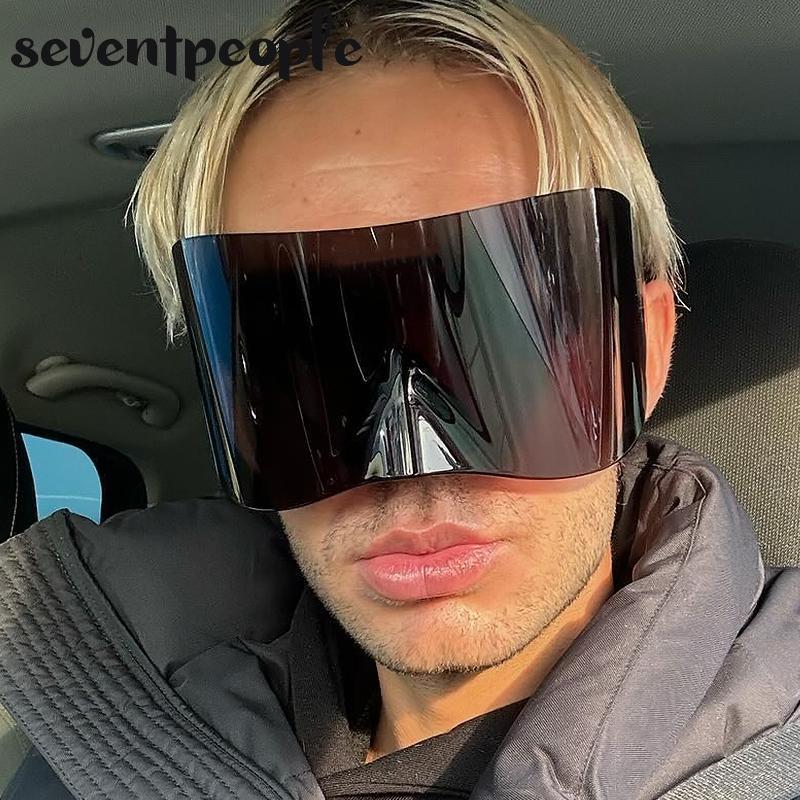 Mask Rectangle Sunglasses Women Men  Luxury Brand Designer Punk Sun Glasses Steampunk Y2k Sunglass Oversized Shield Goggles