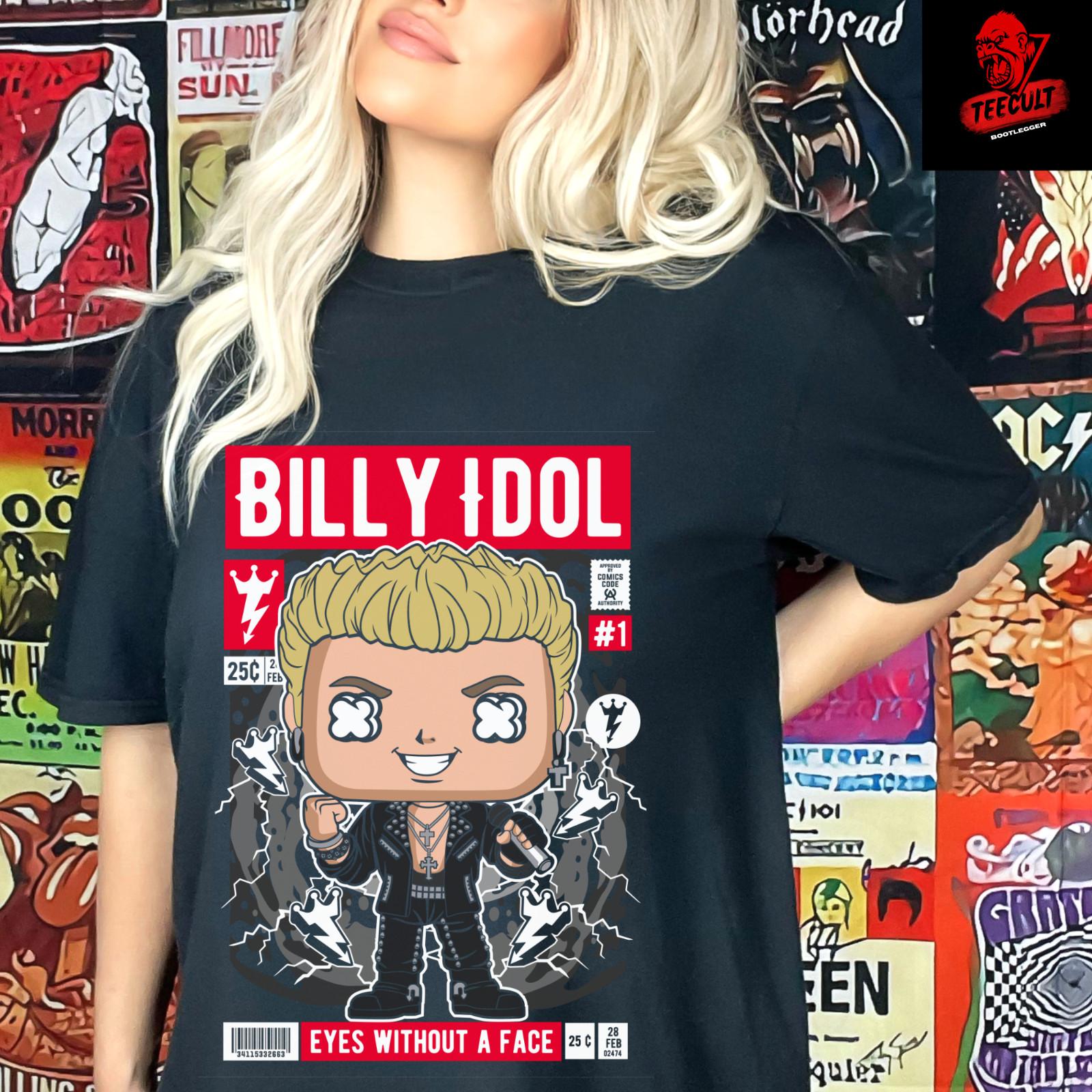 

26 Billy Idol | Classic Metal Rock Comic Band Tee Unisex T-Shirt S–3XL Unisex T-Shirt L