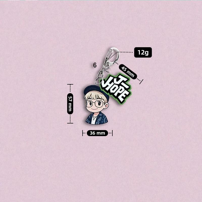 7pcs BTS Cartoon Character Keychains, Member Name Pendants, Celebrity Merchandise Charms