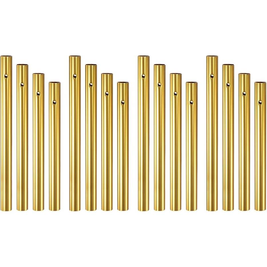 16-Pack Wind Chime Tubes, 4 Sizes Aluminum Metal Wind Bell Empty Tubes for Outside/Adults Arts and Crafts/DIY [Gold]
