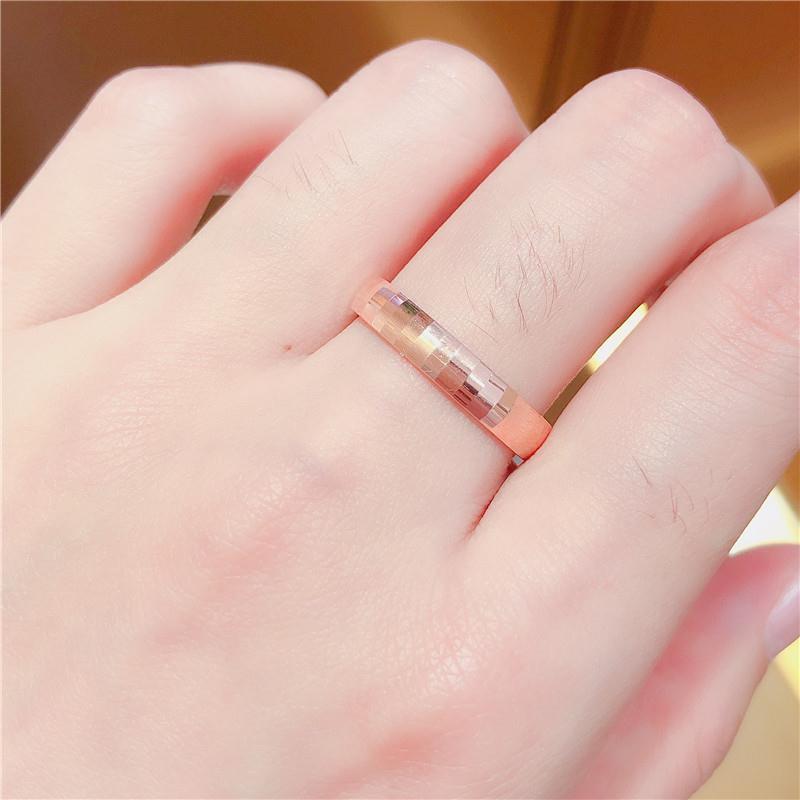 Purple Gold-Plated Rose Gold Color Gold Square Ring Simple Luxury Exquisite Color Gold Live Ring Women