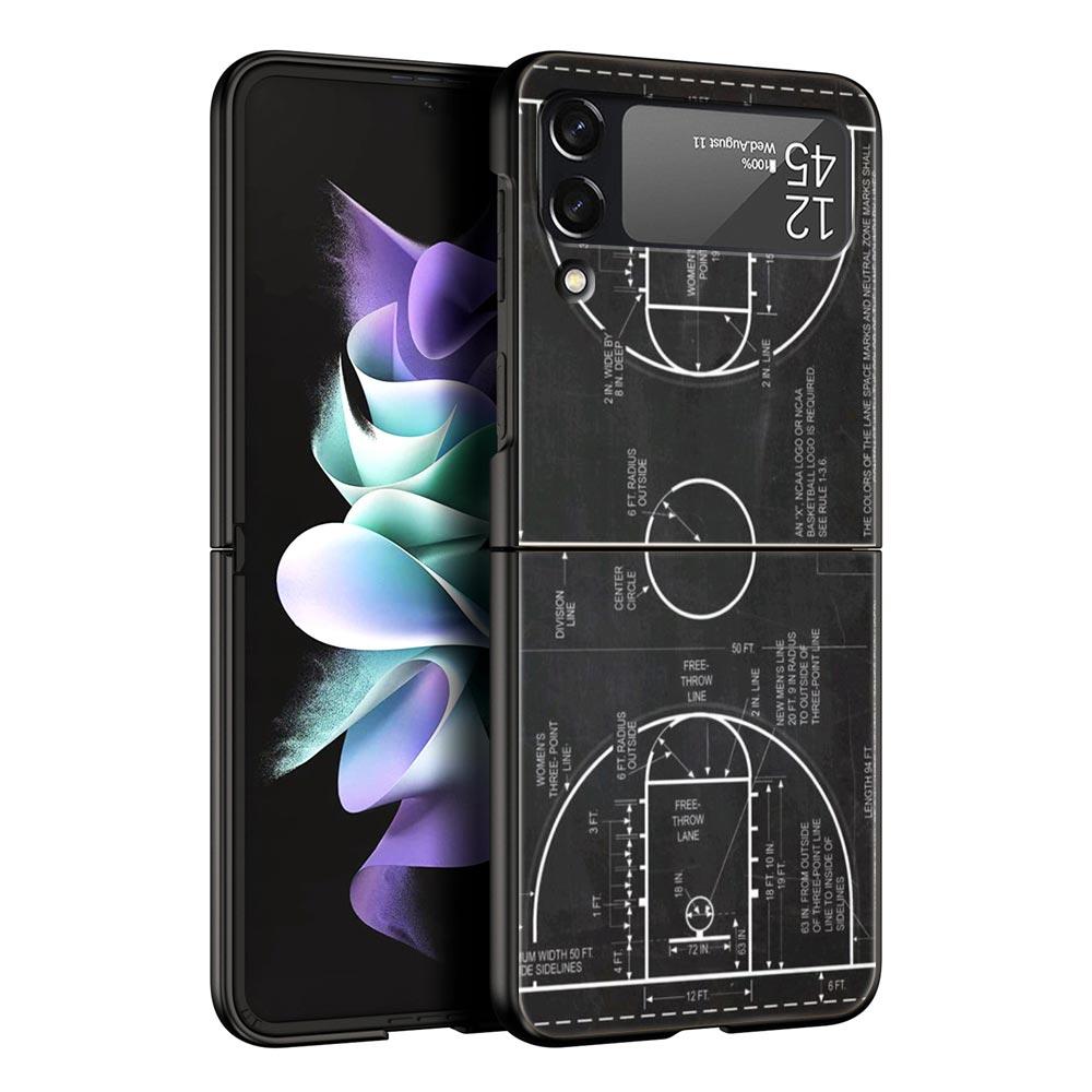Football Basketball Tactical Board Hard PC Phone Case For Samsung Galaxy Z Flip 7 6 5 4 Black Cover For Galaxy Z Flip 3 Foldable