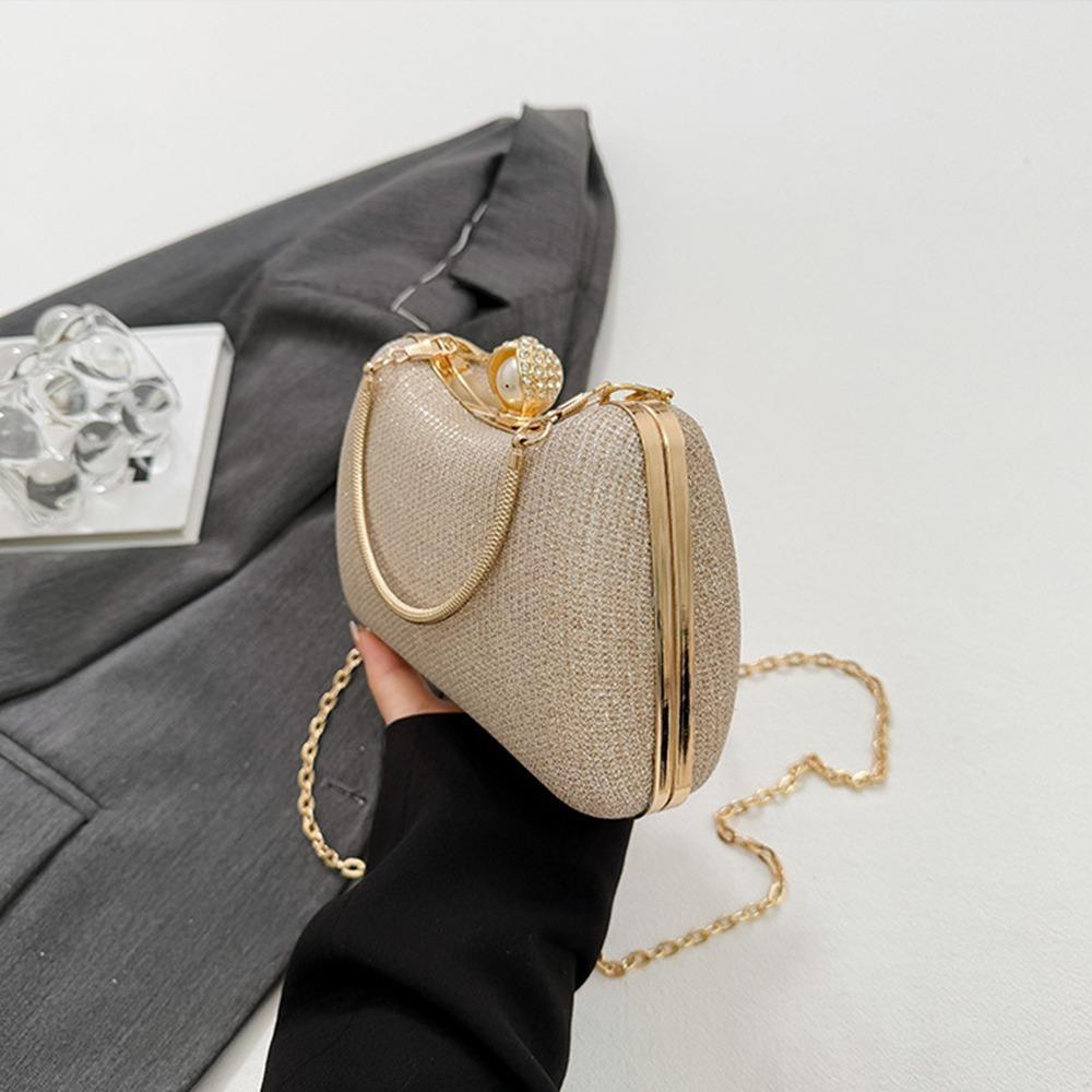 Metal Top Handle Box Shoulder Bag Snap Closure Ladies Clutch Bag Evening Banquet Bag  Wedding