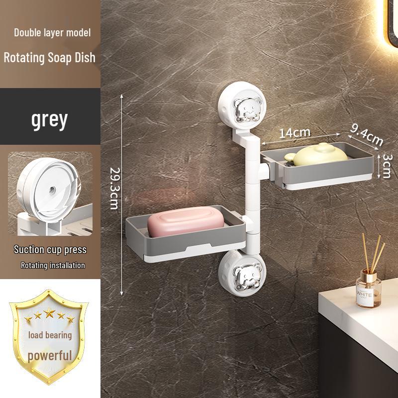Настенная вращающаяся мыльница на присоске - Дренажная полка для хранения без сверления