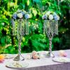 T02C!2 Pcs Crystal Flower Stand Wedding Centerpieces For Tables, Tabletop Metal Flower Vase For Wedding Party Dinner Event