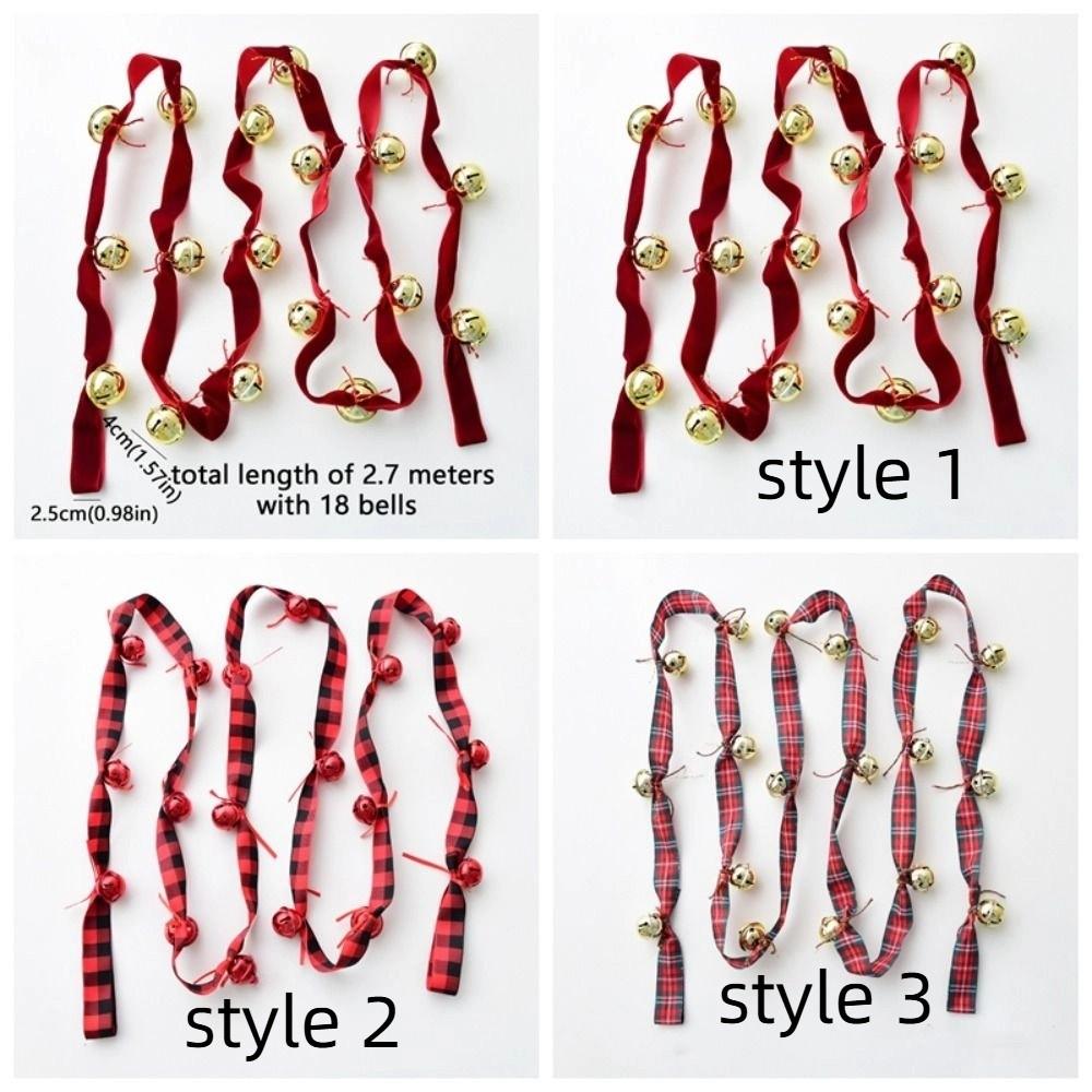 Red Ribbons Bell Pendants 2.7m Xmas Tree Hanging Bells  Festive Atmosphere