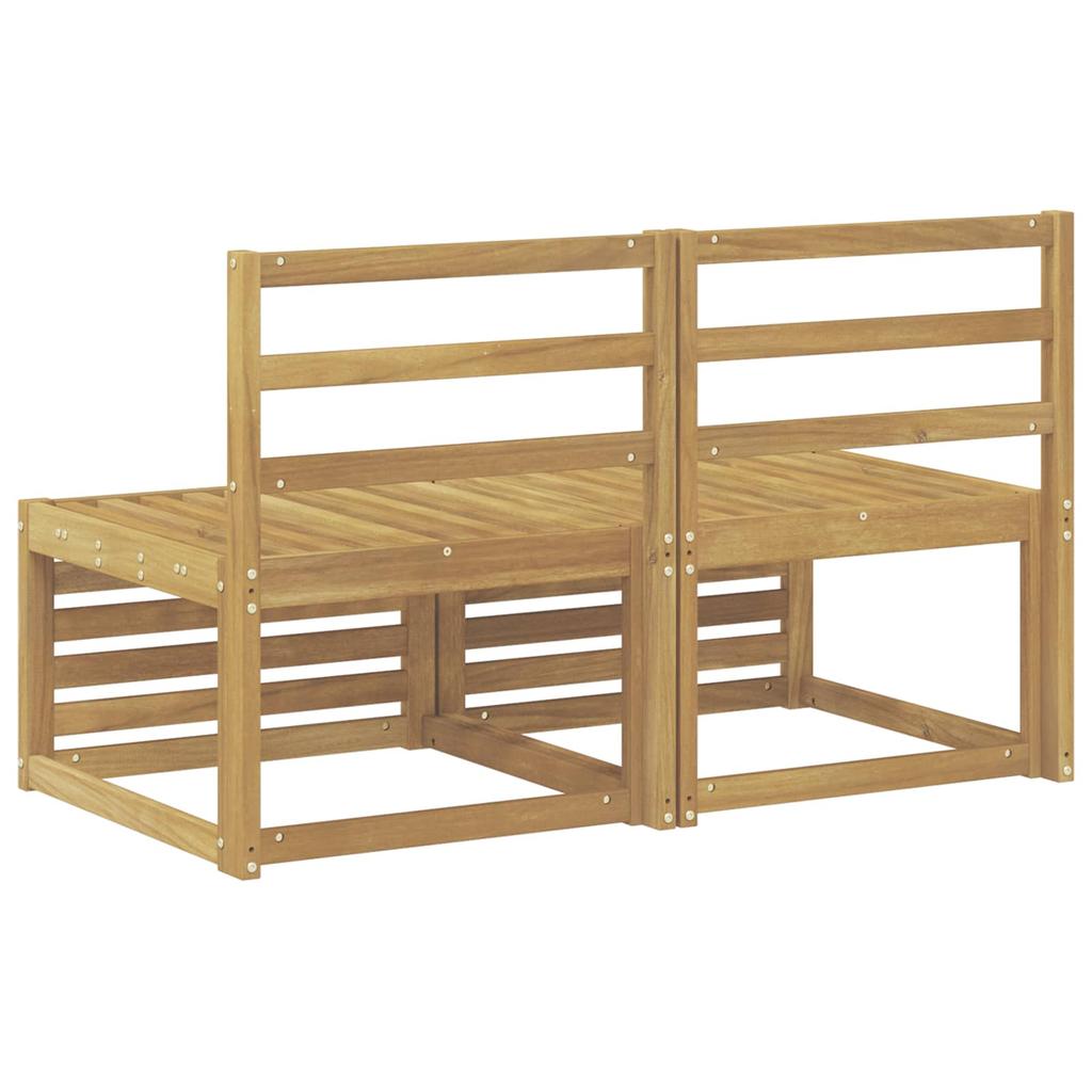 2 Piece Outdoor Center Sofa Solid Acacia Wood White