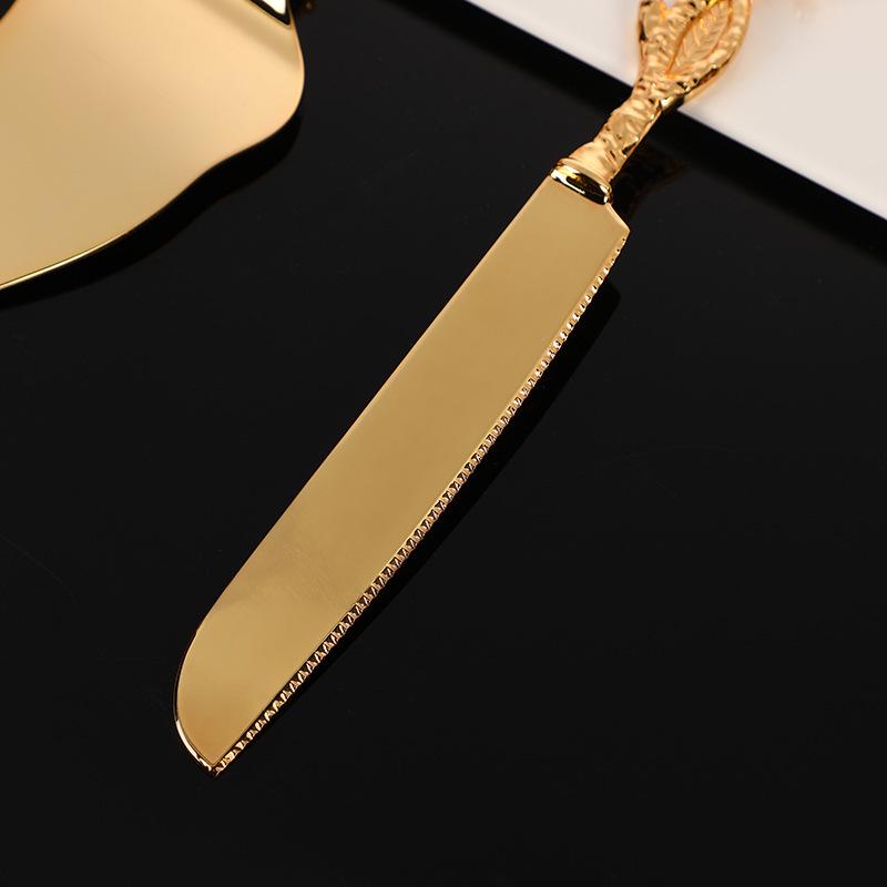Exquisite Rose Metal Cake Knife & Spatula Set - Western Wedding Tableware