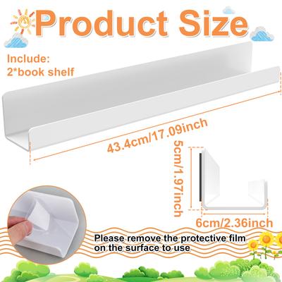 2/4Pcs Magnetic Book Shelf Acrylic Floating Book Display Shelf Whiteboard Ruler Pen Storager Rack for Kids Room Classroom Fridge