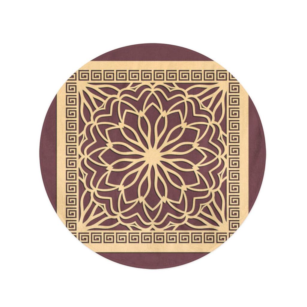 Buy 60inch/150cm Round Beach Towel Blanket Laser Cutting Panel Golden Floral Pattern Favor Box