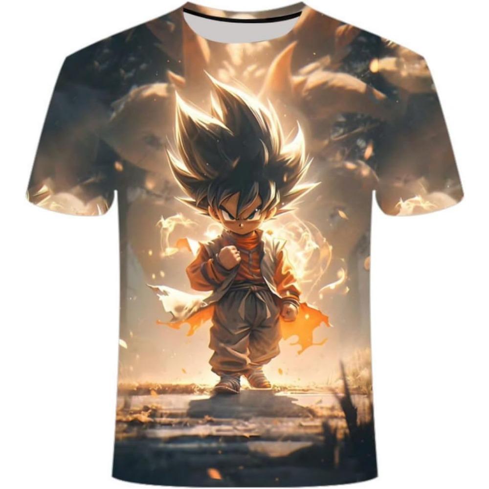 Anime tričko 3D potisk komiksový nový letní tričko, módní tričko s krátkým rukávem pro muže a ženy černé s kulatým výstřihem.