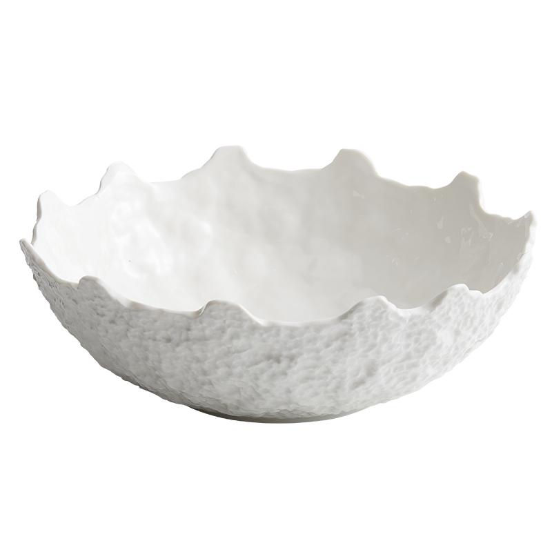 White Ceramic Tableware Fruit Salad Bowl Home-used High-quality el Restaurant Creative Irregular Plate Sashimi Bowl