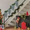 2Pcs Christmas Teardrop Swag Wreath Fake Norfolk Pine Stairway Swag with Pinecone Winter Xmas Hanging Greenery Garland Decoration