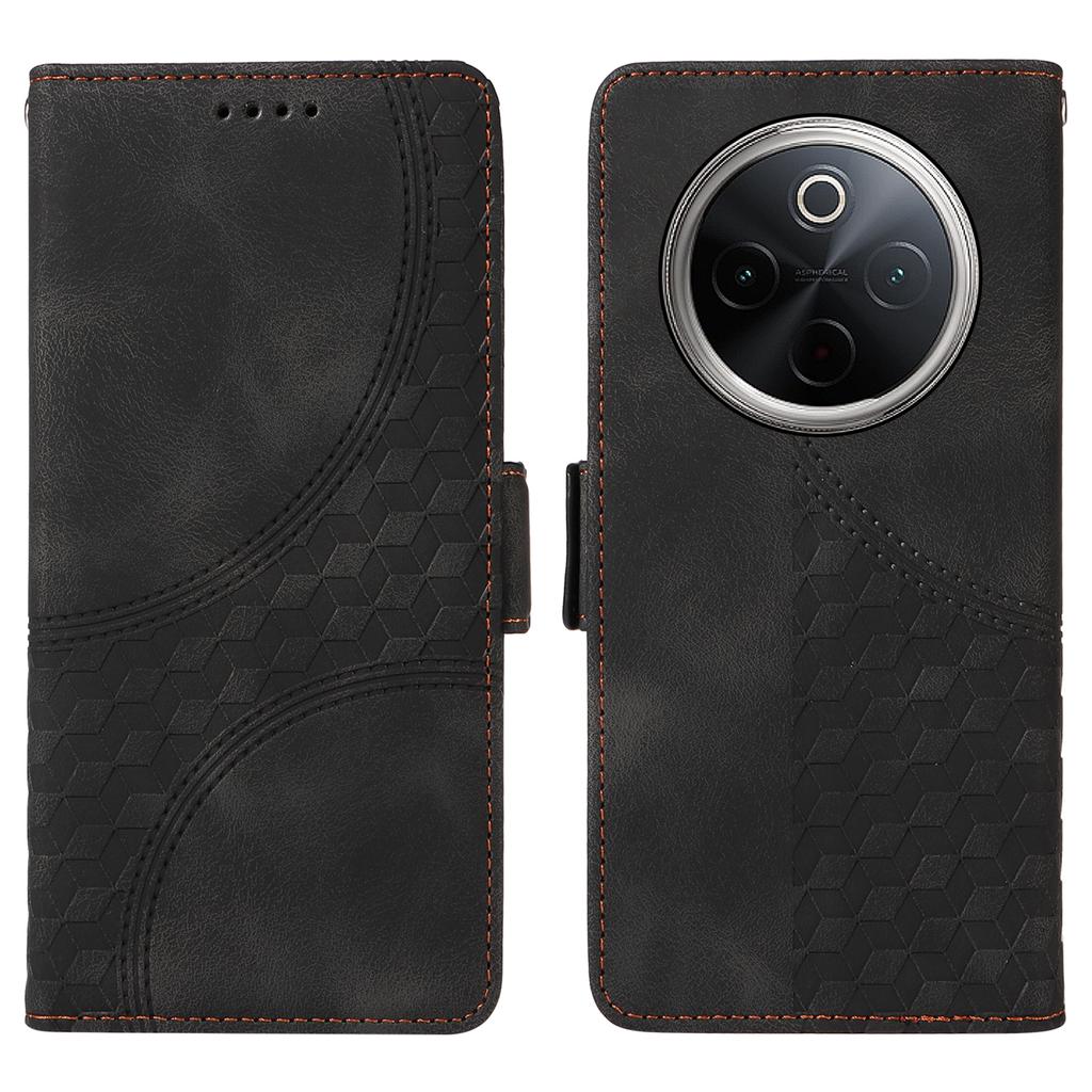 For Vivo Y300 Pro 5G Case PU Leather Phone Cover Rhombus Starry Imprinted