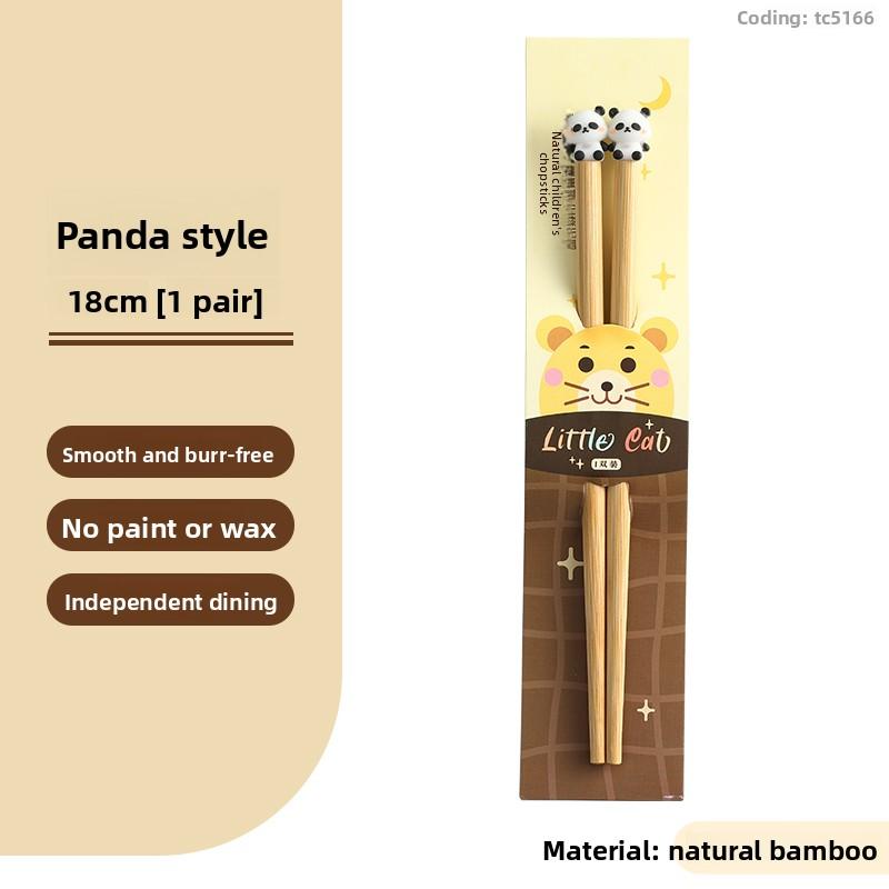 Natürliche Bambus-Kinderstäbchen für den Heimgebrauch, niedliche Zeichentichentiere, 6-12 Jahre alt, kurze Trainingsstäbchen