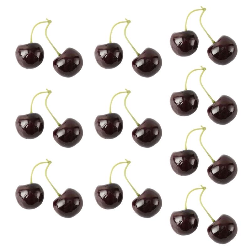 10 Pair False Cherries Artificial  Decorations Simulations Cherries Fruit False Fruit Model Kitchen Photo Props Drop Ship other