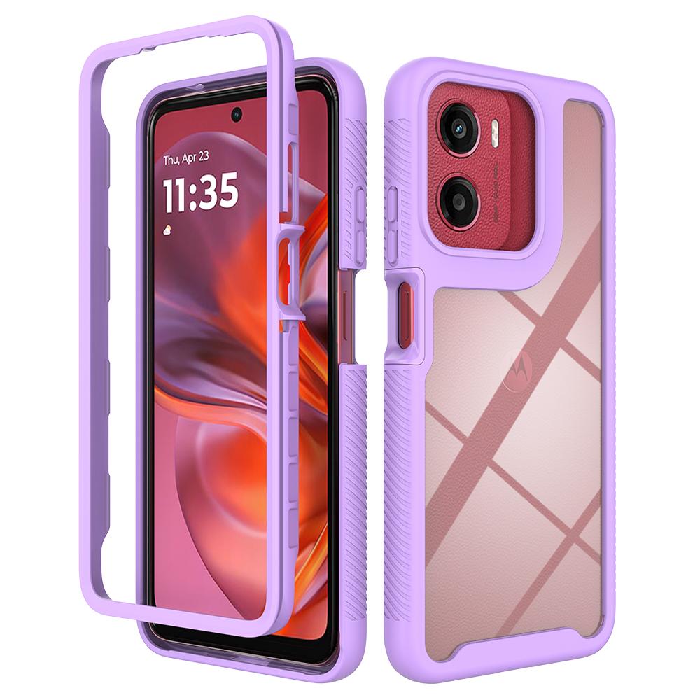 

with Raised Edges For Motorola Moto G05 G15 G25 E15 Transparent TPU/PC Shockproof Case Dual-Layer Hybrid Clear Phone Cover for Moto G05 G25 G15 фиолетовый