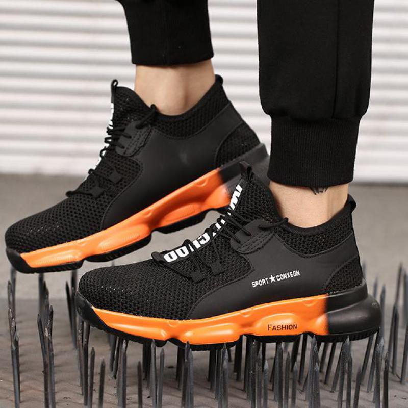 Fashion Steel Toe Safety Shoes Man Lightweight Breathable Mesh Work Shoes Protective Work Sneakers For Men Women Work Safety Boots