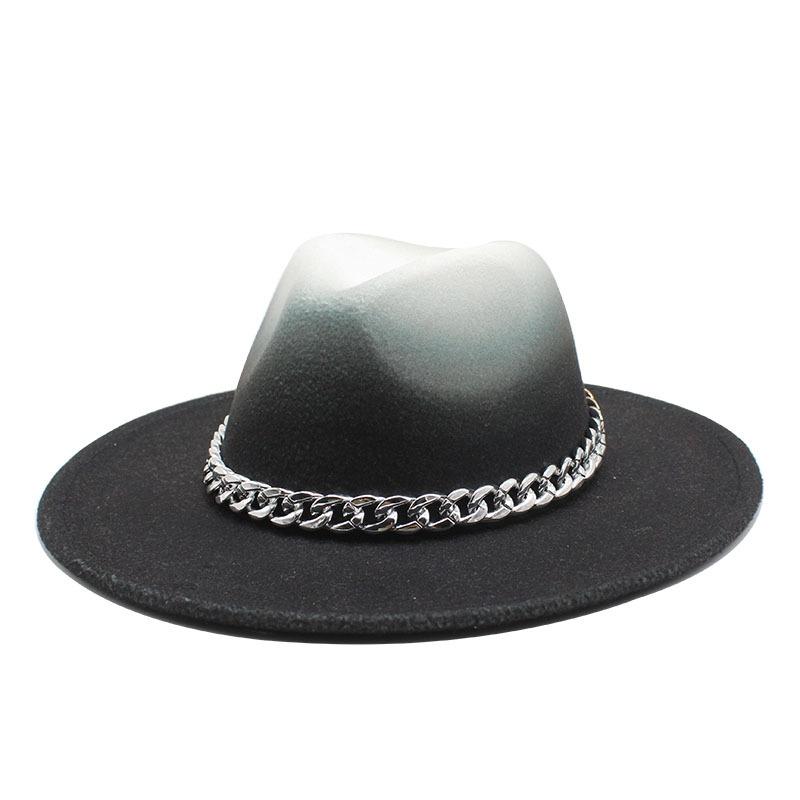 Color Matching Gradual Change Color Jazz Hat Women'S Woolen Top Hat Men'S And Women'S Hats Outdoor Sunshade Woolen Hat