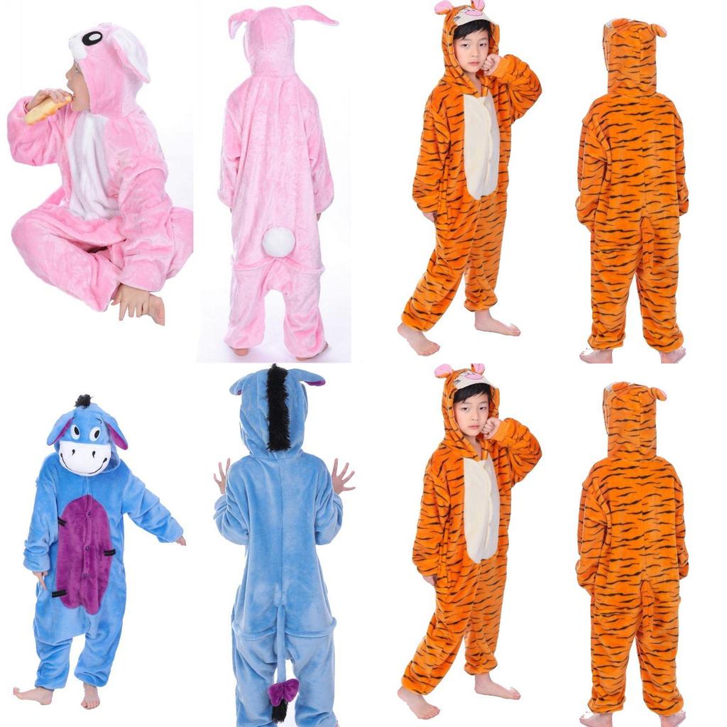 Adorable Animal Flannel Pyjamas For Kids Featuring Cozy Onesie Sleepwear With Pockets