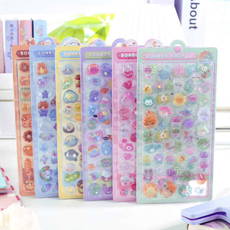 דף 1 מדבקות תלת מימד מצחיקות מתוקות של חיות קטנות, סקראפבוקינג, עשה זאת בעצמך, קישוט יומן, כלי כתיבה ליומנאות, מדבקות קוואי