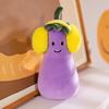 Cute Black Bear Doll with Pumpkin Clothes Earphone & Cloak Eggplant Stuffed