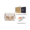 Coach Georgie 21 Metallic Horse And Carriage Buckle Color Block Monogram Print PVC And Leather Saddle Bag Women saddle bag C2806-IMDQC