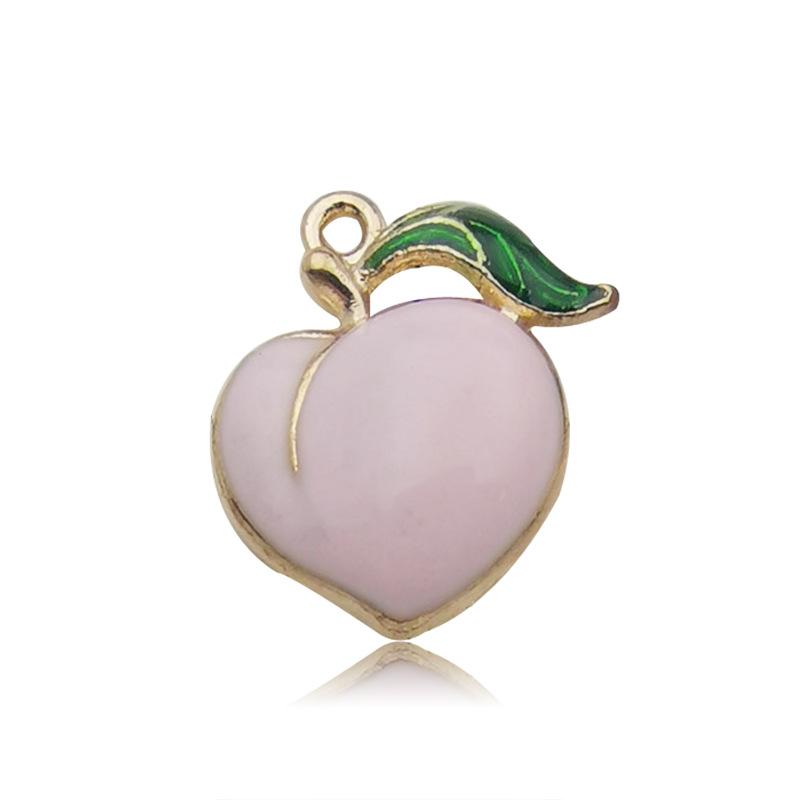 20PCS/BAG Mixed Enamel Peach Charms Sweet Style Fruit Charms Summer Kawaii Fruit Pendant for Jewelry Making Bracelets Necklace