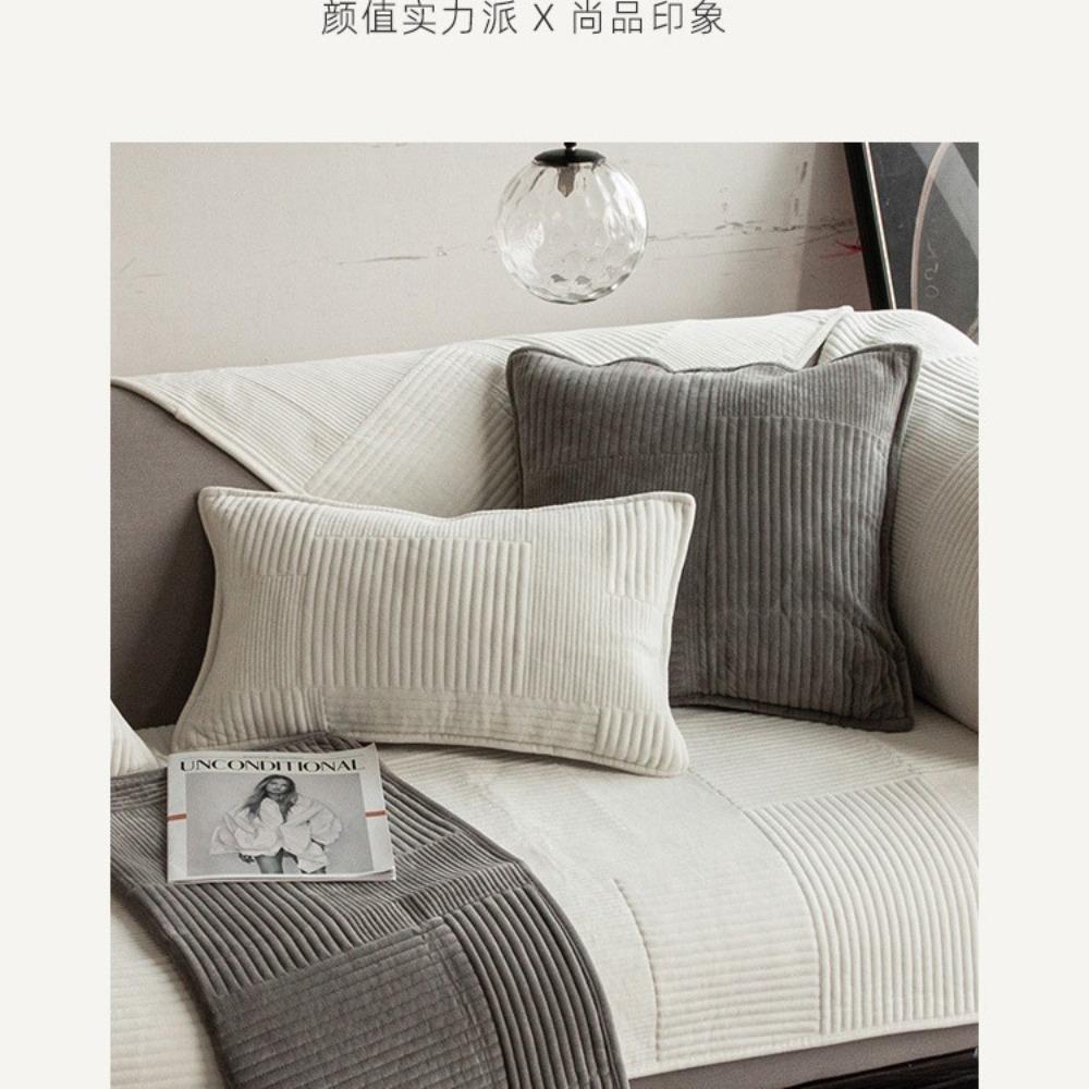 Modern Minimalist Cream White Thickened Non Slip Couch Cover 3 Seater Sofa Pad All Season Home Decor