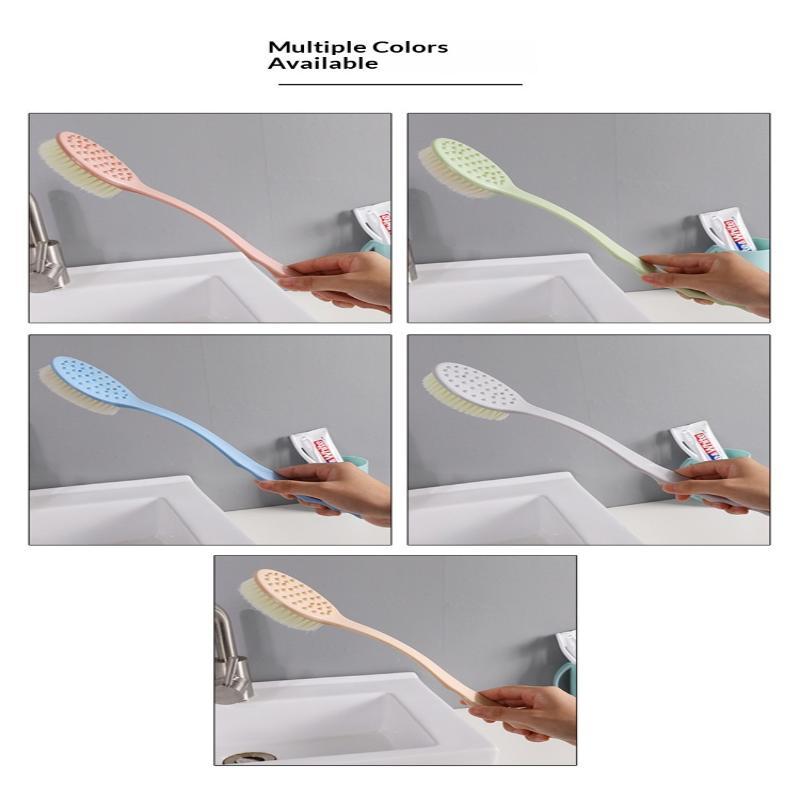 Long Handle Bath Shower Brush Non-slip Grip Soft Massage Bristles for Deep Cleansing Back Skin Bathroom Use