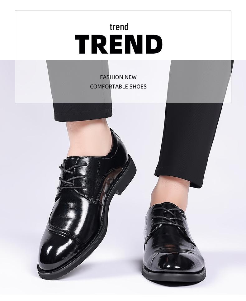New Men's Genuine Leather British Style Derby Shoes - Breathable, Fashionable, Casual, and Formal.