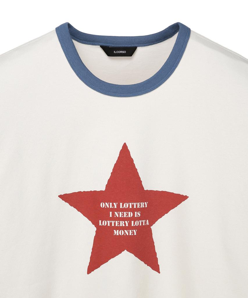 IL CORSO Living Star Ringer Short Sleeve T-Shirt Cream Iets5E417Cr
