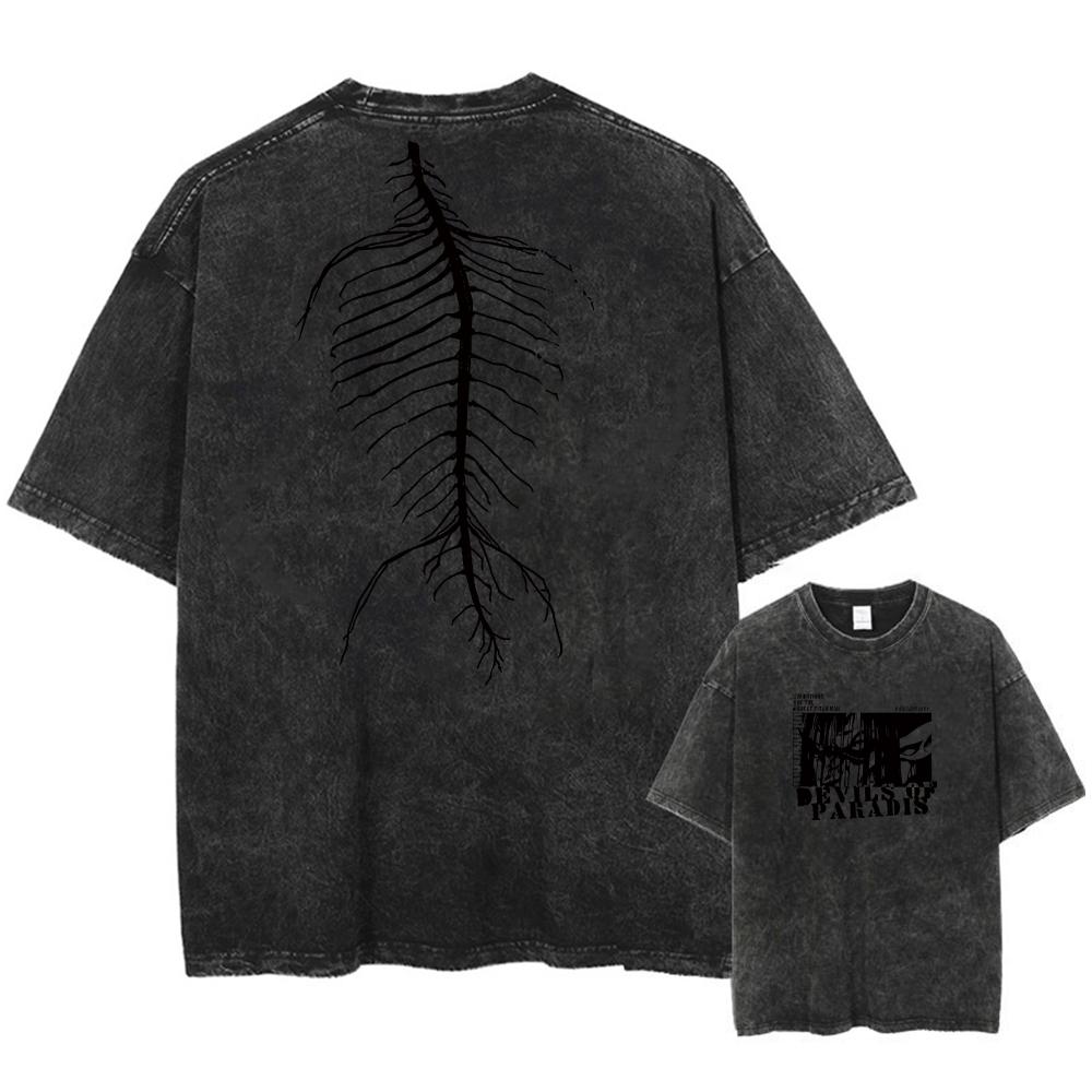 Anime Attack on Titan Syre T-skjorte Bomull Kort Ermet Trykt Streetwear Vintage Vasket T-skjorter Menn Harajuku Manga Grafisk