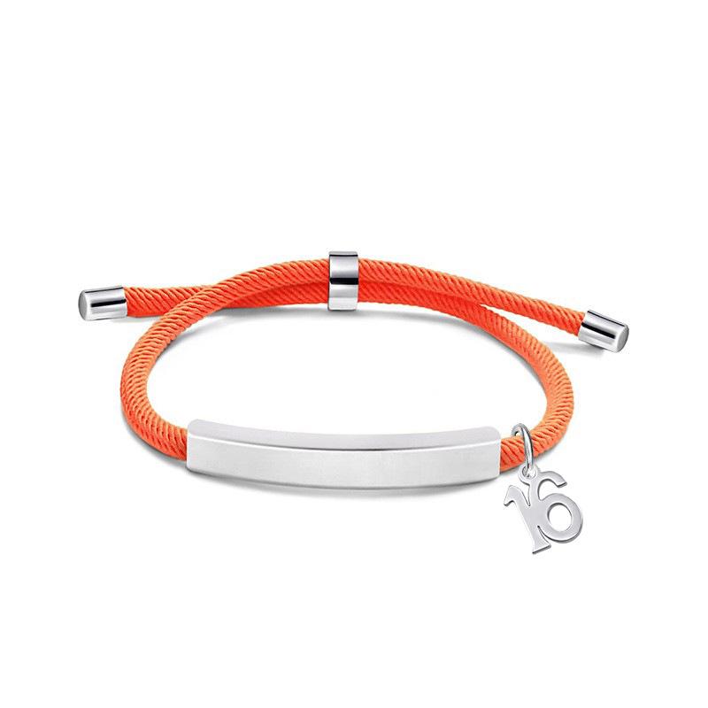 Multi-color Engravable Stainless Steel Bracelet with Number 16 Charm