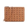 Cognac Visetos Leder Reißverschluss Tasche Clutch mit Handgelenkschlaufe für den täglichen Gebrauch