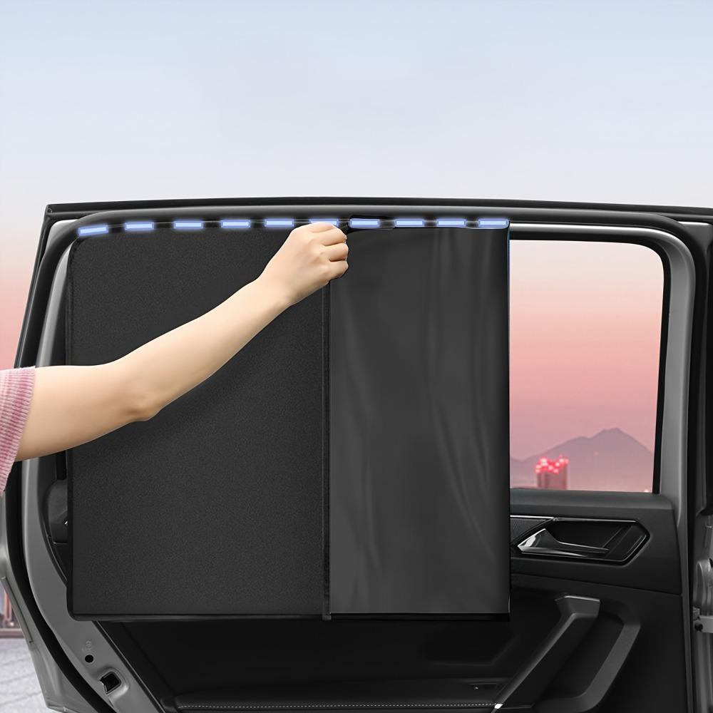 4-Piece Magnetic Car Curtain - Adjustable Blackout Sunshade with 99% UV Protection, Foldable Side Privacy Cover, Durable