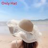 Kids Sun Protection Woven Straw Hat With Wide Brim For Beach Summer Holiday Dressup