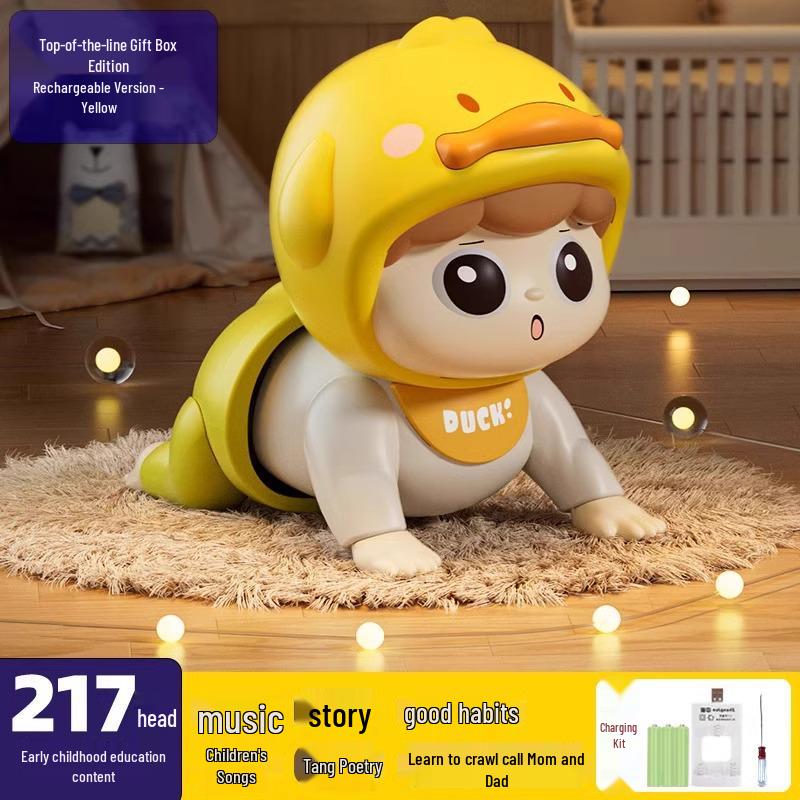 Baby Crawling and Learning Doll for 0-1 Year Olds – Head Lifting and Educational Training Toy for 3+ Months