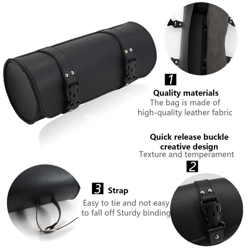 Motorcycle Tool Bag PU Leather Front Fork Handlebar Saddlebag Roll Tail Storage Bag Waterproof Dirty Bikes Saddlebags Tool Pouch