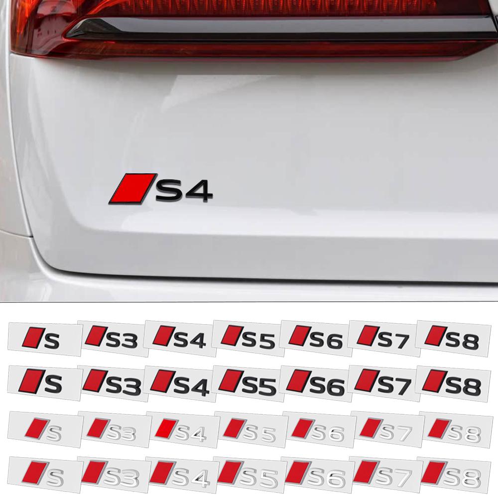Aluminum Car S3 S4 S5 S6 S7 S8 Letter Badge Rear Trunk Sticker Emblem For v1 Sline TT RS Quattro S A3 A4 A5 A6 Q3 Q4 Q5 Q6 A7