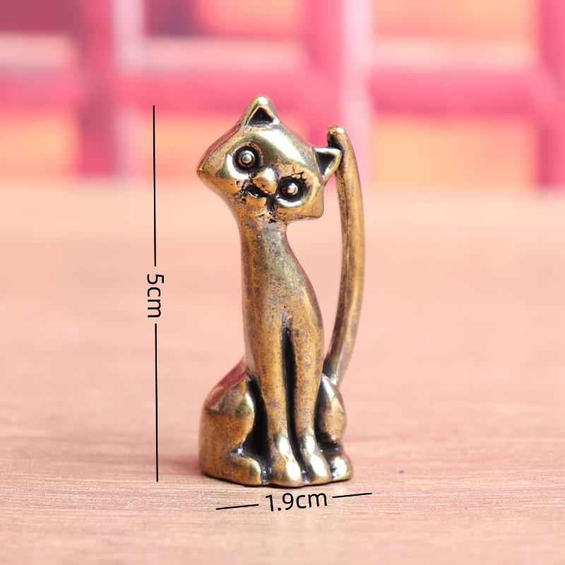 Antike Messing Katzenliebhaber Statue Ornament Kupfer Tier Skulptur Räuchergefäß Heim Desktop Dekorative Figuren & Miniatur