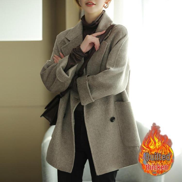 2024 Fashionable Herringbone Wool Coat Autumn Winter Versatile Slim Loose Timeless